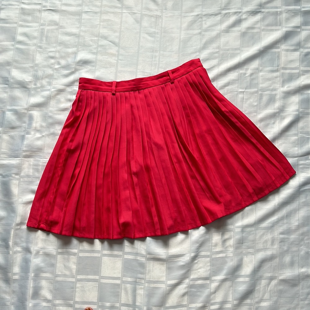 Talula Red Pleated Mini Skirt